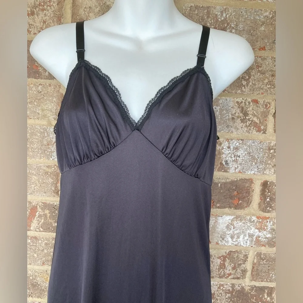 Vintage Shadowline Slip Dress Black Sz 36M Nylon Made in USA - Picture 4 of 9